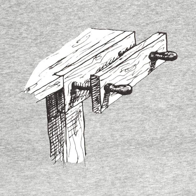 Horizontal wood vise (moxon vise) - vintage book illustration from "Old Ways of working wood - The techniques and tools of a time-honored craft" by Alex W. Bealer 1980 by One Eyed Cat Design